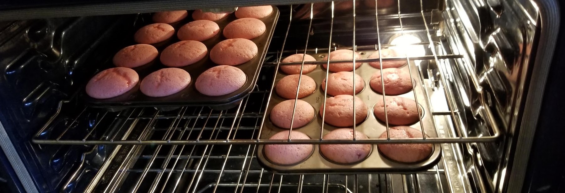 Muffins baking inside an oven