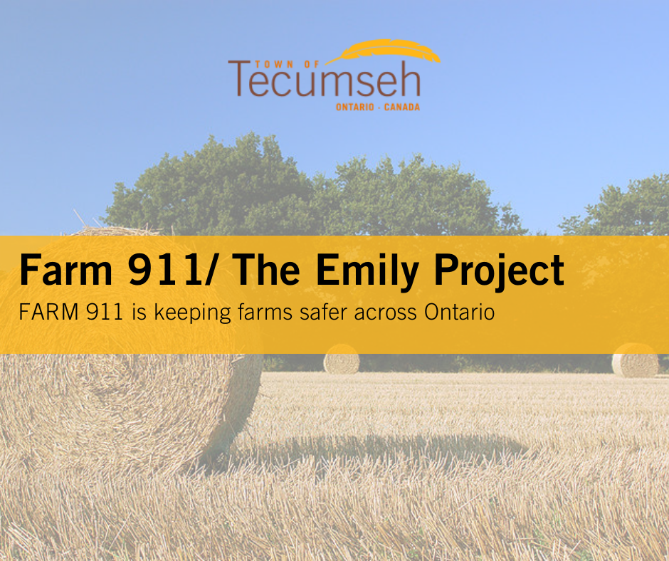 Field with text: Farm 911/ The Emily Project 