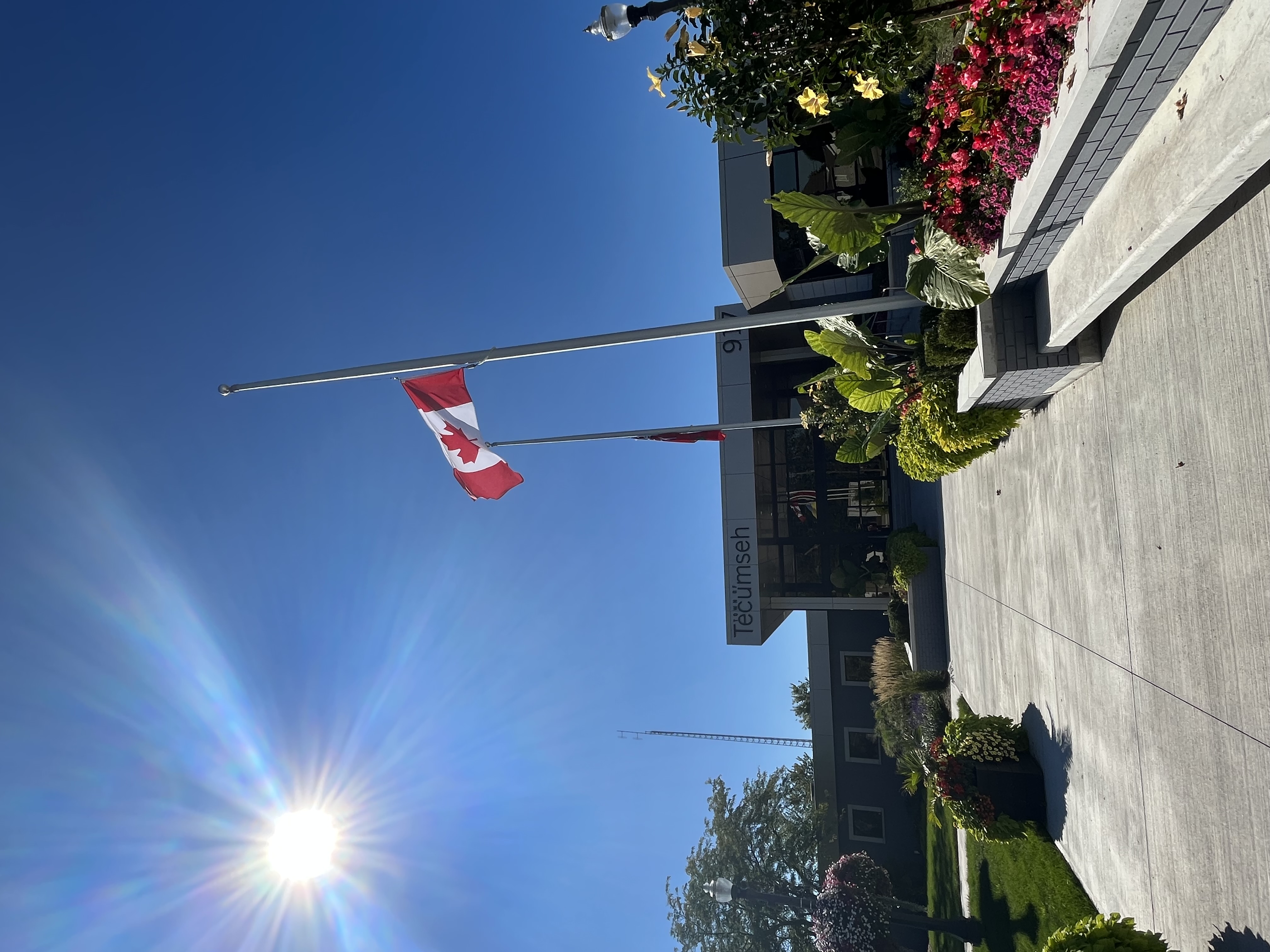 flag at half mast outside of town hall
