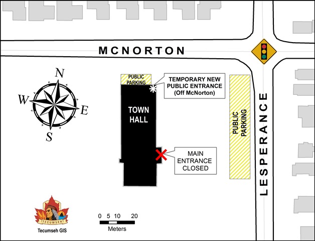 Map of new access point and parking during renovations