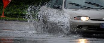 car driving through water