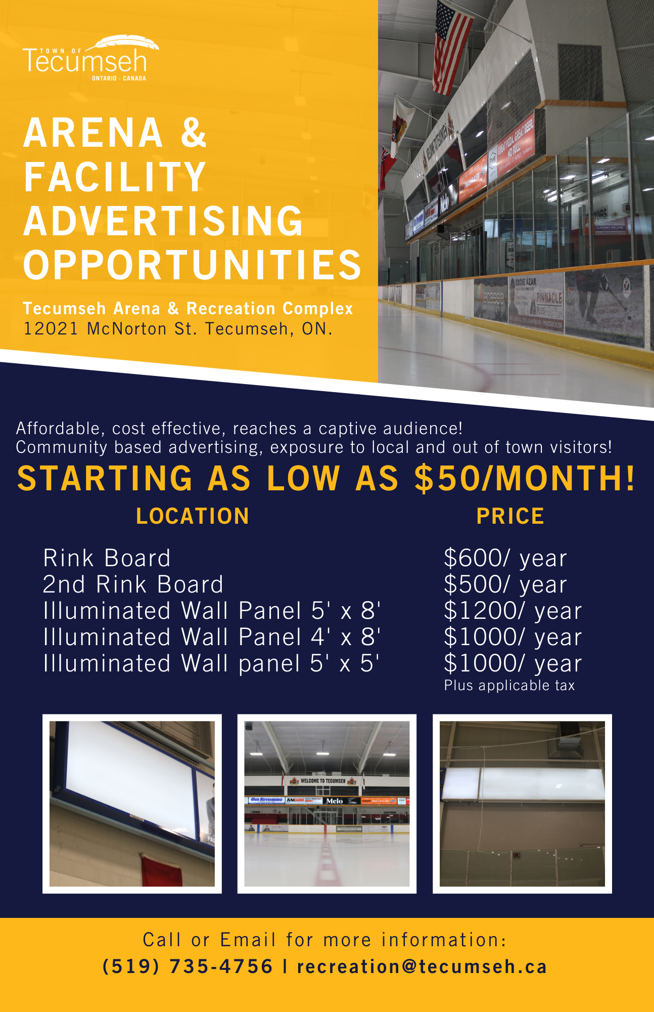 Rink Board Advertising Pricing